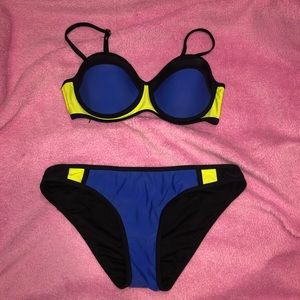 Triangl look a like (black blue and yellow) Bikini